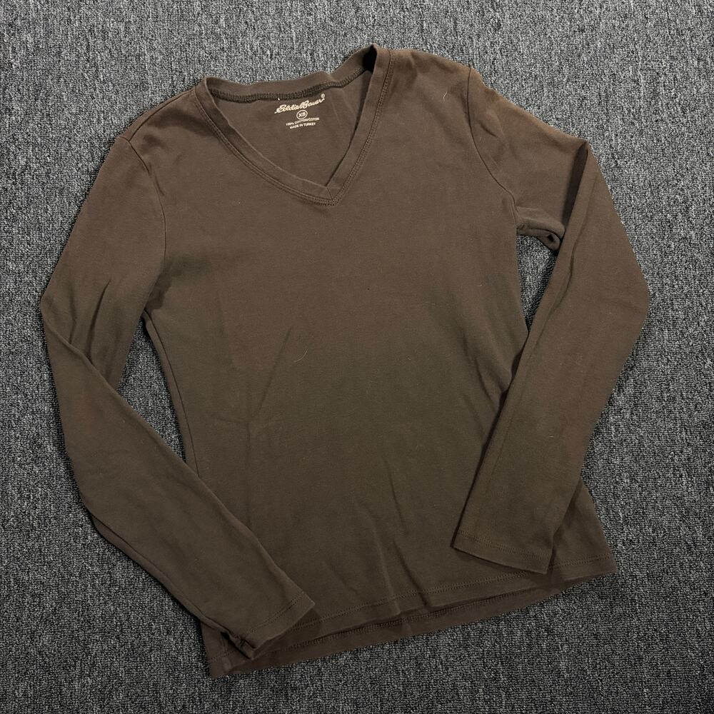 Vintage Y2k Eddie Bauer 100% Cotton Brown Casual Longsleeve Women's Xs